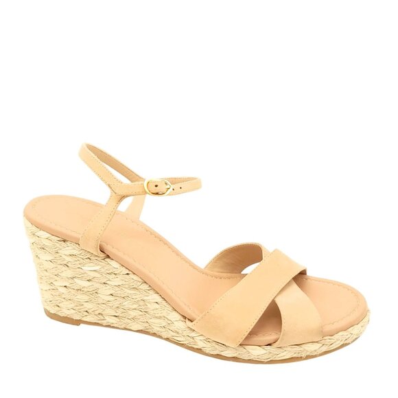 NEW Stuart Weitzman Rosemarie Leather Wedge Sandal Womens 9.5 Cottagecore Y2K - Picture 1 of 10